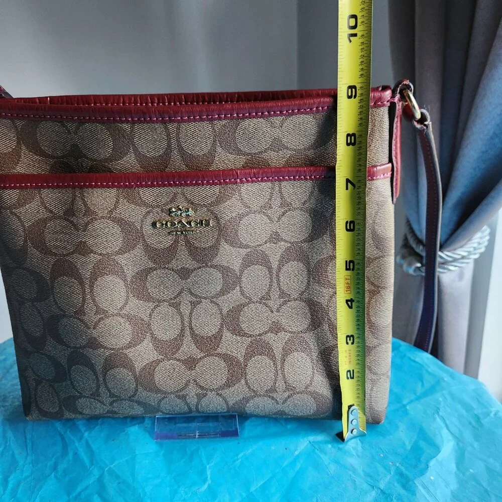 Coach Wine Signature Coated Canvas Crossbody w/Cherries EUC - Picture 7 of 11